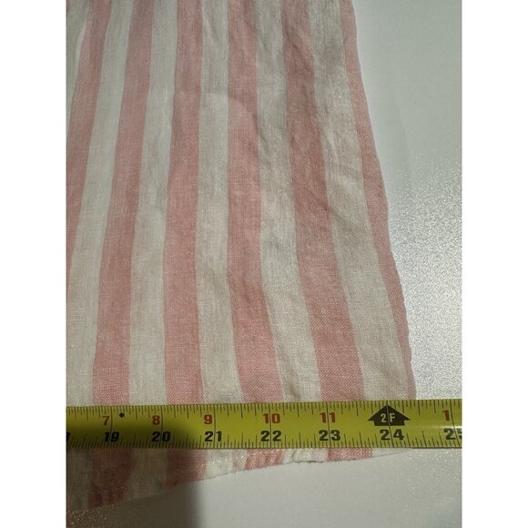 CC California Womens XL Linen Button Up Top Roll Tab Sleeves Pink Stripe Beachy - Picture 10 of 13